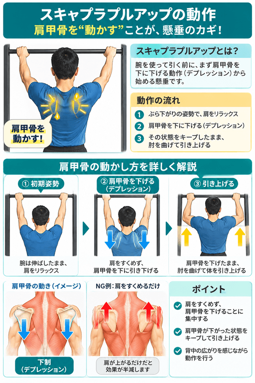 スキャプラプルアップの動作解説