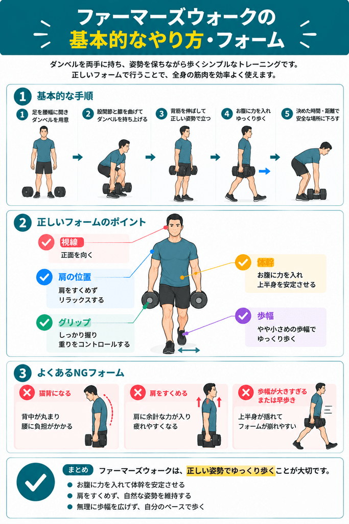 ファーマーズウォークの基本的なやり方・フォーム